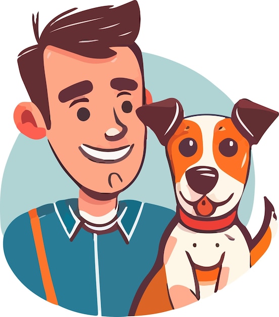 cute dog and man vector illustration