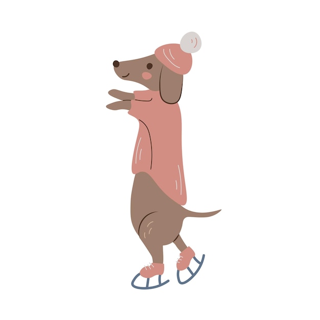 ベクトル アイス スケートでかわいい犬