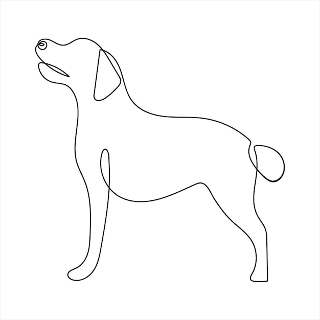 Vector cute dog pet animal continuous one line art outline silhouette simple drawing vector illustration