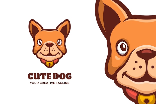 Modello di logo del personaggio mascotte per la cura degli animali domestici del cane carino