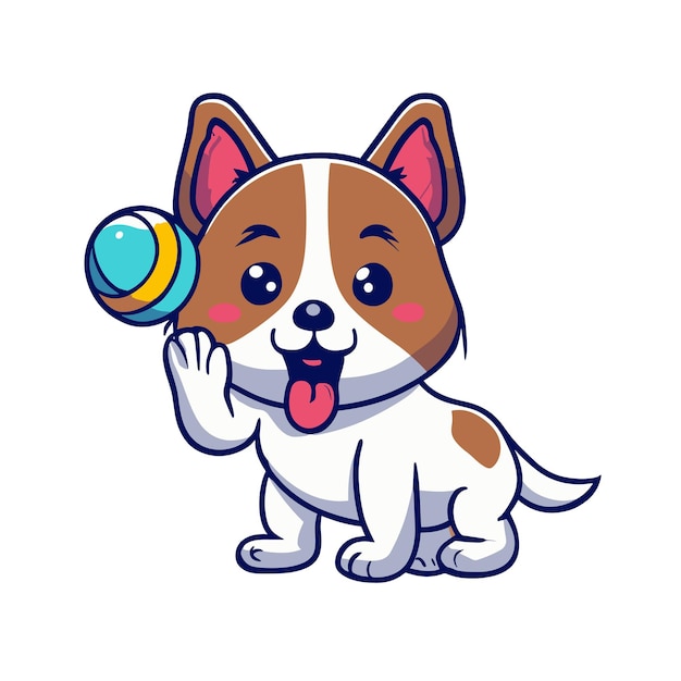 Vector cute dog playing ball vector