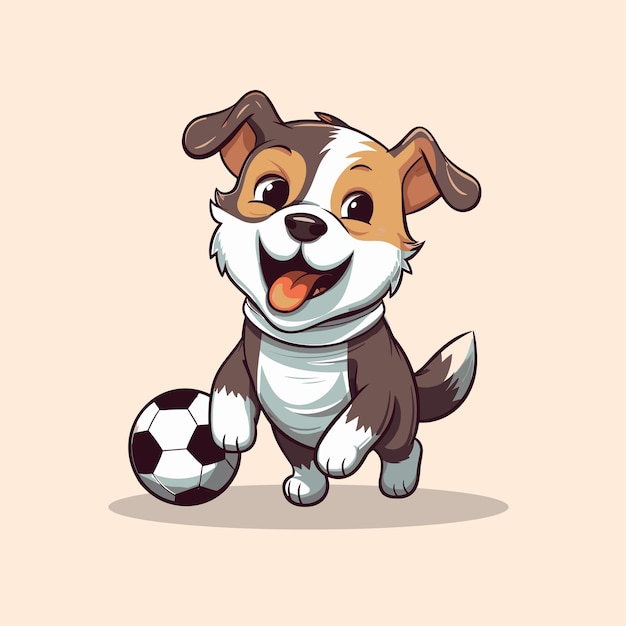 cute dog playing football vector illustration