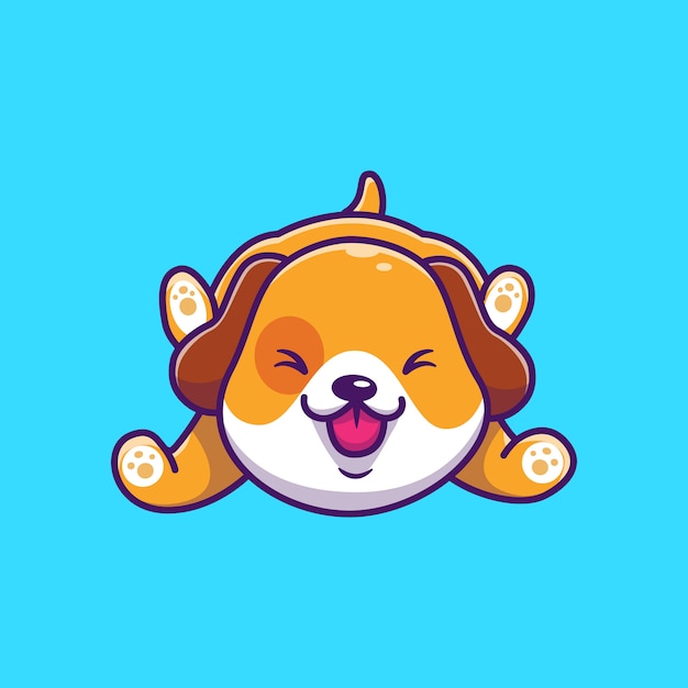 Cute Dog Playing   Icon Illustration. Puppy Dog Mascot Cartoon Character. Animal Icon Concept Isolated