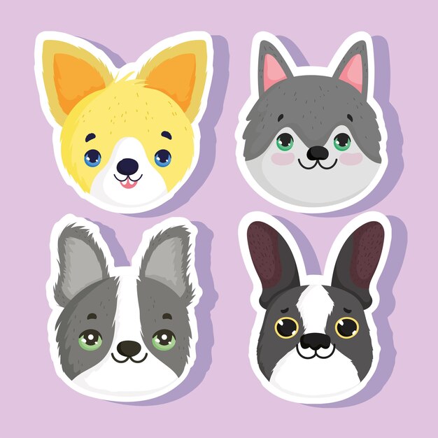 Vector cute dog set