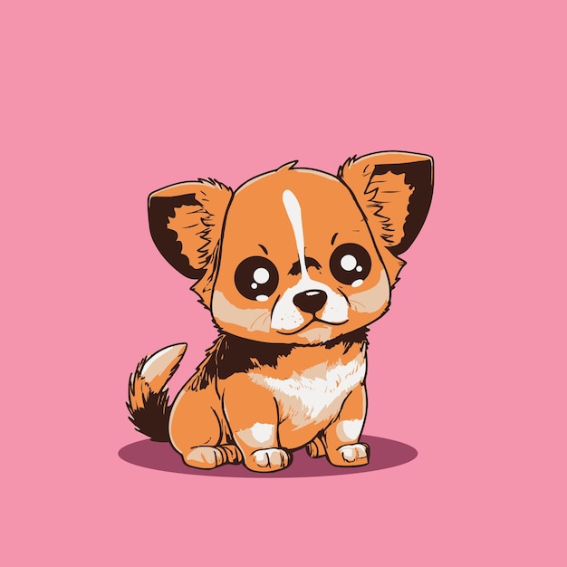 Cute dog sitting cartoon illustration animal concept isolato premium flat cartoon stile.