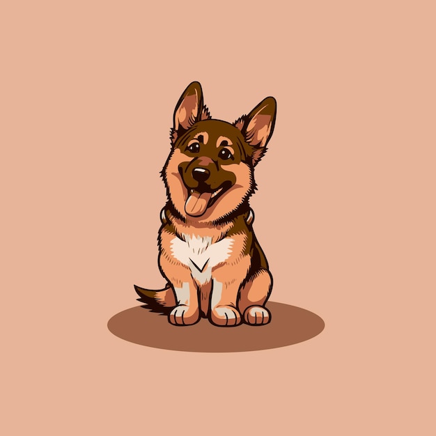Cuccio cane seduto illustrazione di cartone animato natura animale o stile cartone filmato piatto piccolo cane beagle