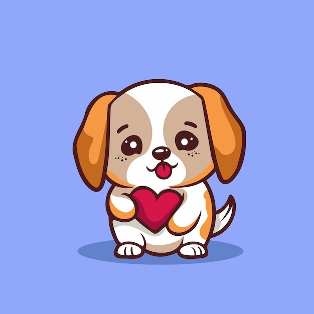 Cute dog sitting cartoon illustration animal nature or flat cartoon style little beagle dog