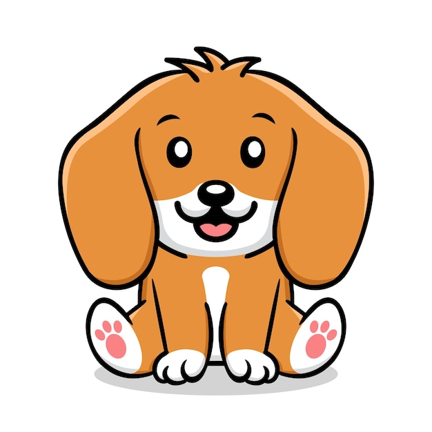 Симпатичная собака сидит на векторной иконке мультфильма