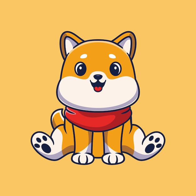 Cute dog sitting cartoon vector icon illustration