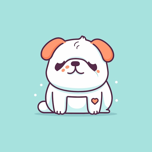 Cute dog sitting kawaii chibi labrador puppy cartoon illustration