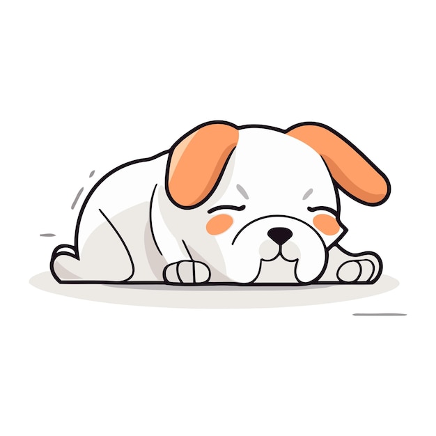 Cute dog sleeping vector illustration in doodle style