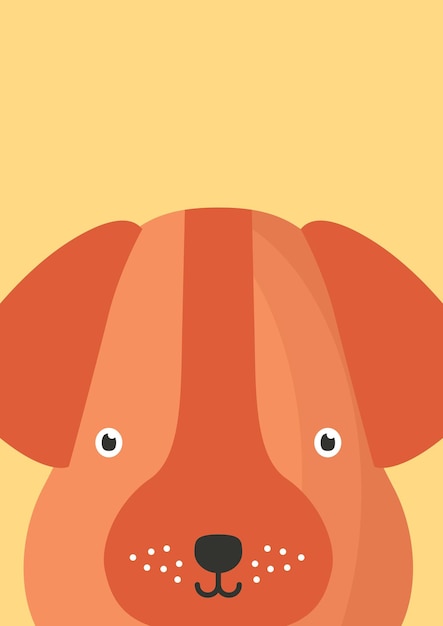 Vector cute dog snout flat vector illustration. adorable pet face background in cartoon style. funny close up doggy brown head decorative childish backdrop. kids card design with animal funny muzzle.