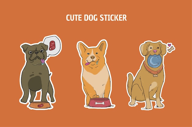 Vector cute dog sticker collection