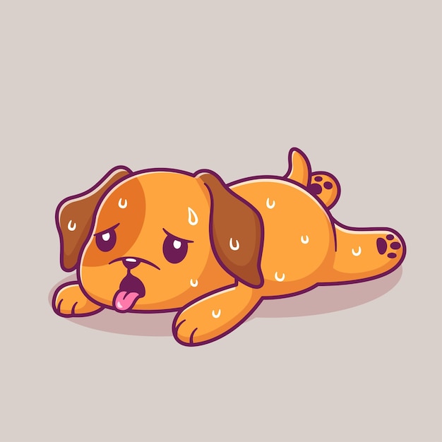 Cute Dog Stiflingly Hot On Floor Cartoon Vector Icon Illustration Animal Nature Icon Concept Isolat