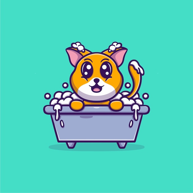 cute dog take bath vector icon illustration