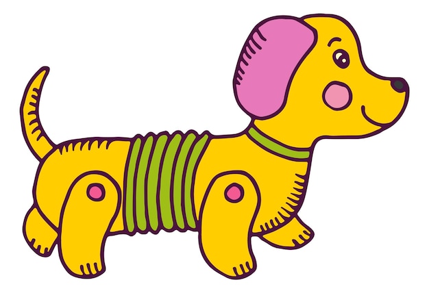 Cute dog toy Child mechanical puppy Hand drawn animal