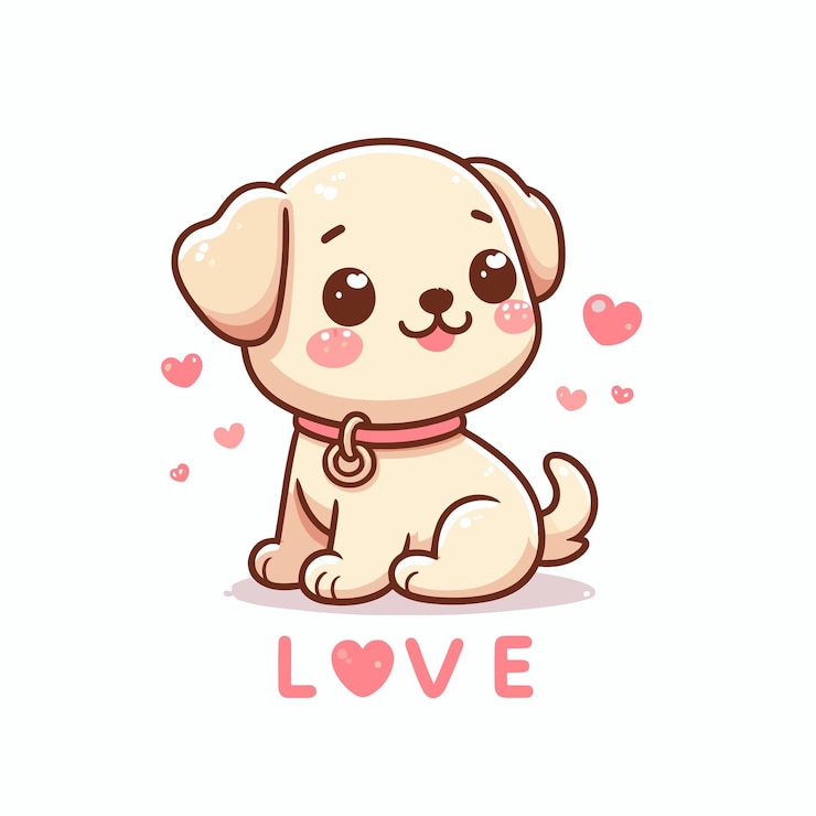 Vector cute dog valentine cartoon vector on white background