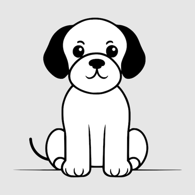 Vettore simpatico cane vettore collezione di disegni di personaggi cartoon in bianco e nero sfondo bianco animali domestici