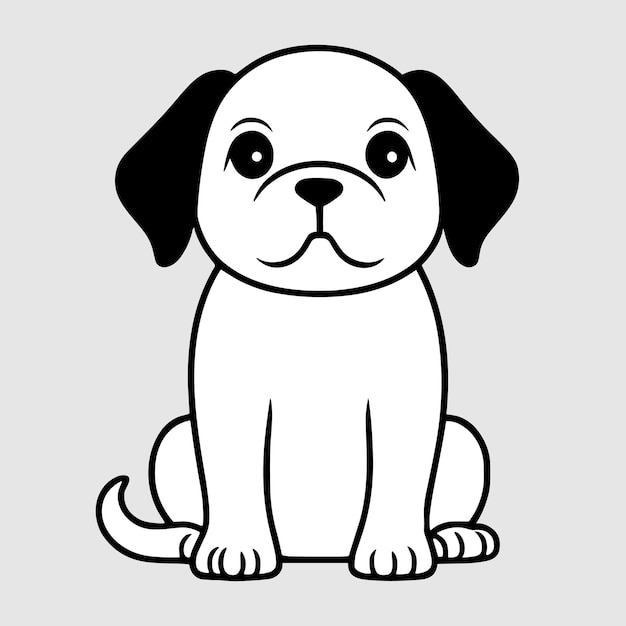 cute dog vector black and white cartoon character design collection white background pets animals