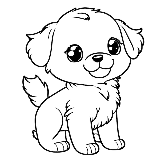 cute dog vector illustration line art