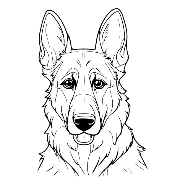 Vector cute dog vector line art sketch