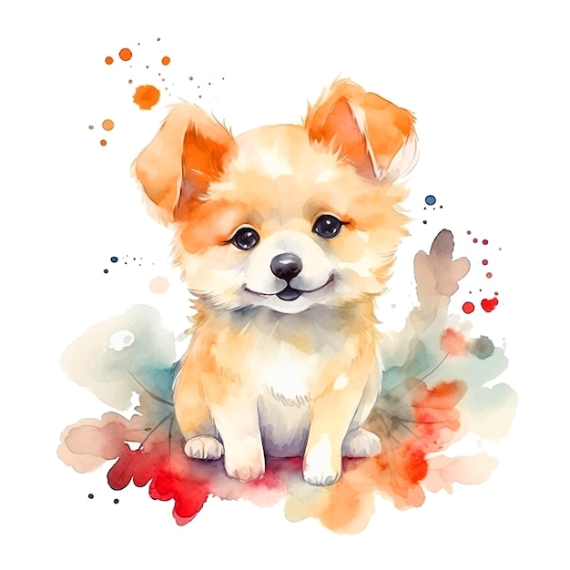 Cute dog watercolor paint