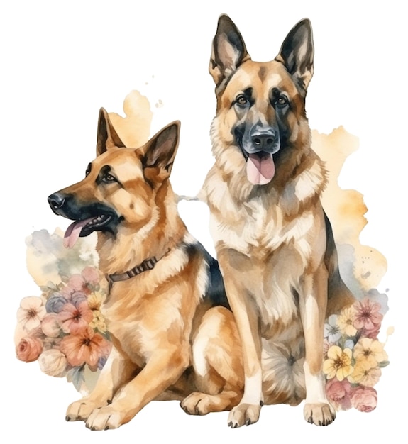 Cute Dog Watercolor Vector Clipart