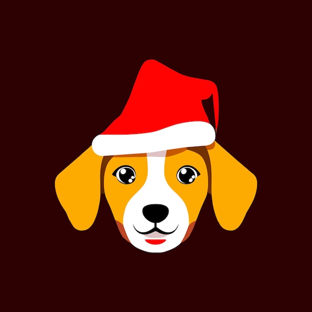 Vector cute dog wear a christmas hat in flat vector style