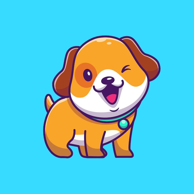 Vector cute dog winking eye   icon illustration. puppy dog mascot cartoon character. animal icon concept isolated