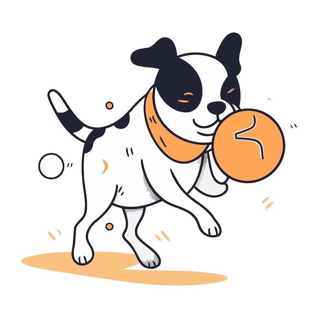 Vector cute dog with clock vector illustration in doodle style