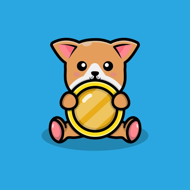 Cute dog with coins illustration