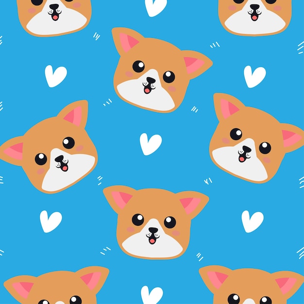 Cute dog with heart seamless pattern