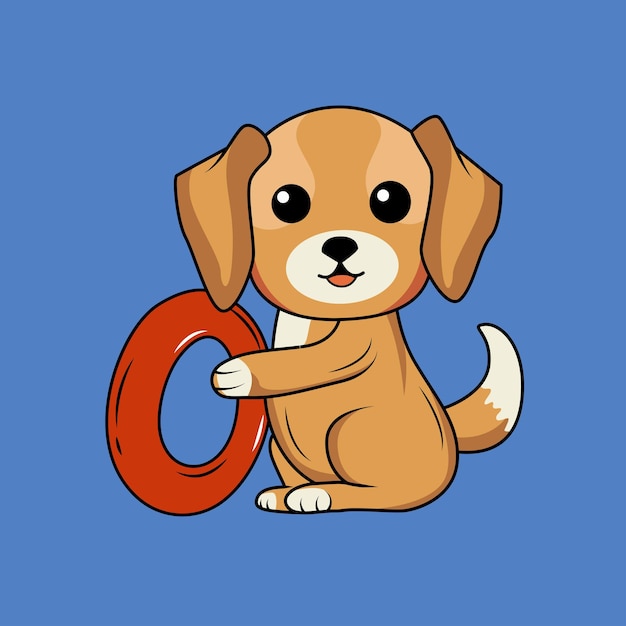 Cute dog with O Letter Vector Illustration