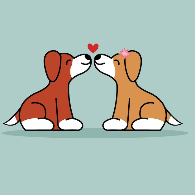 Cute Dogs Heart Background Design Vector