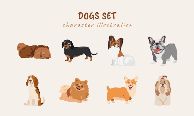 Vector cute dogs illustration