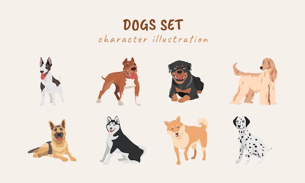Vector cute dogs illustration