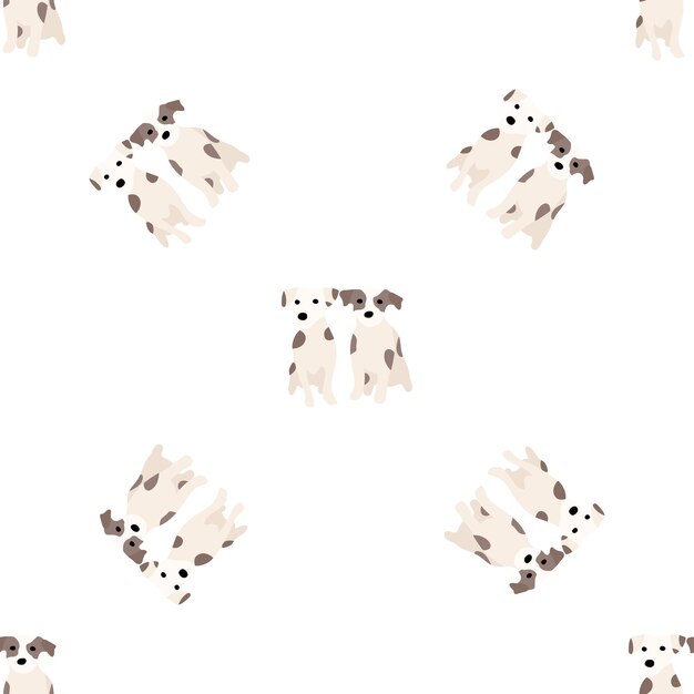 Cute dogs Jack Russell Terrier Fanny animals Vector hand drawn seamless pattern Perfect for baby