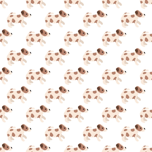 Cute dogs Jack Russell Terrier Fanny animals Vector hand drawn seamless pattern Perfect for baby