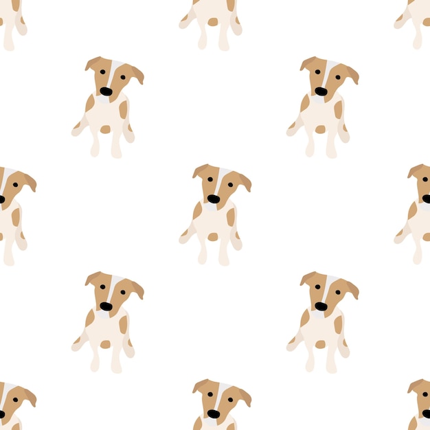 Vector cute dogs jack russell terrier fanny animals vector hand drawn seamless pattern perfect for baby