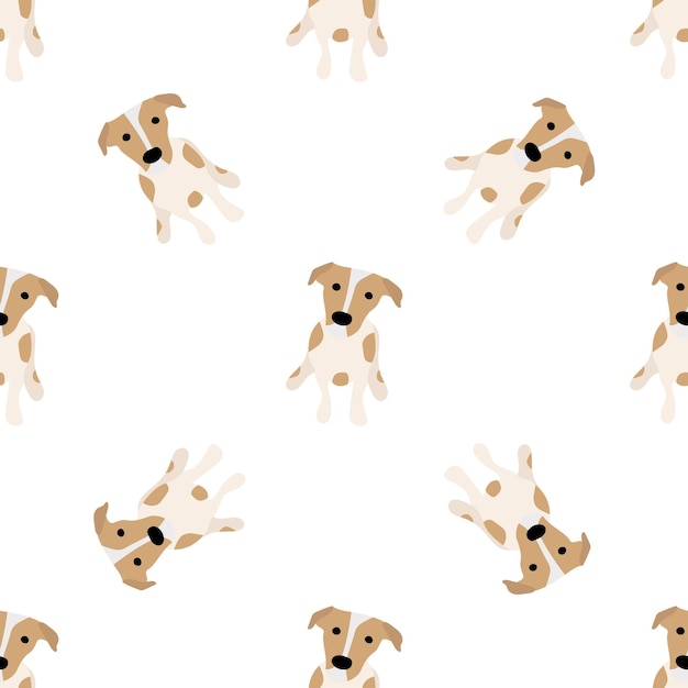 Cute dogs Jack Russell Terrier Fanny animals Vector hand drawn seamless pattern Perfect for baby