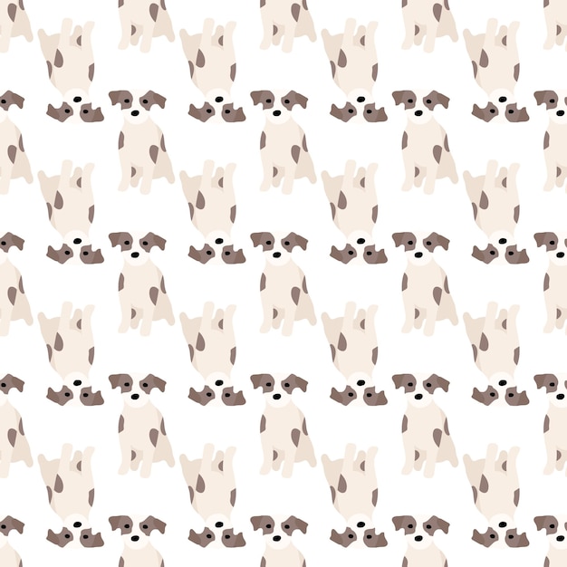 Cute dogs Jack Russell Terrier Fanny animals Vector hand drawn seamless pattern