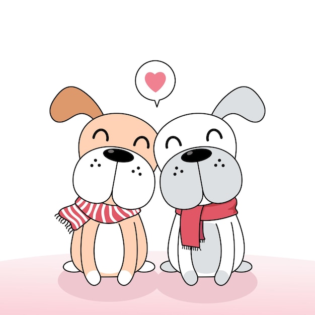 cute dogs loving couple.