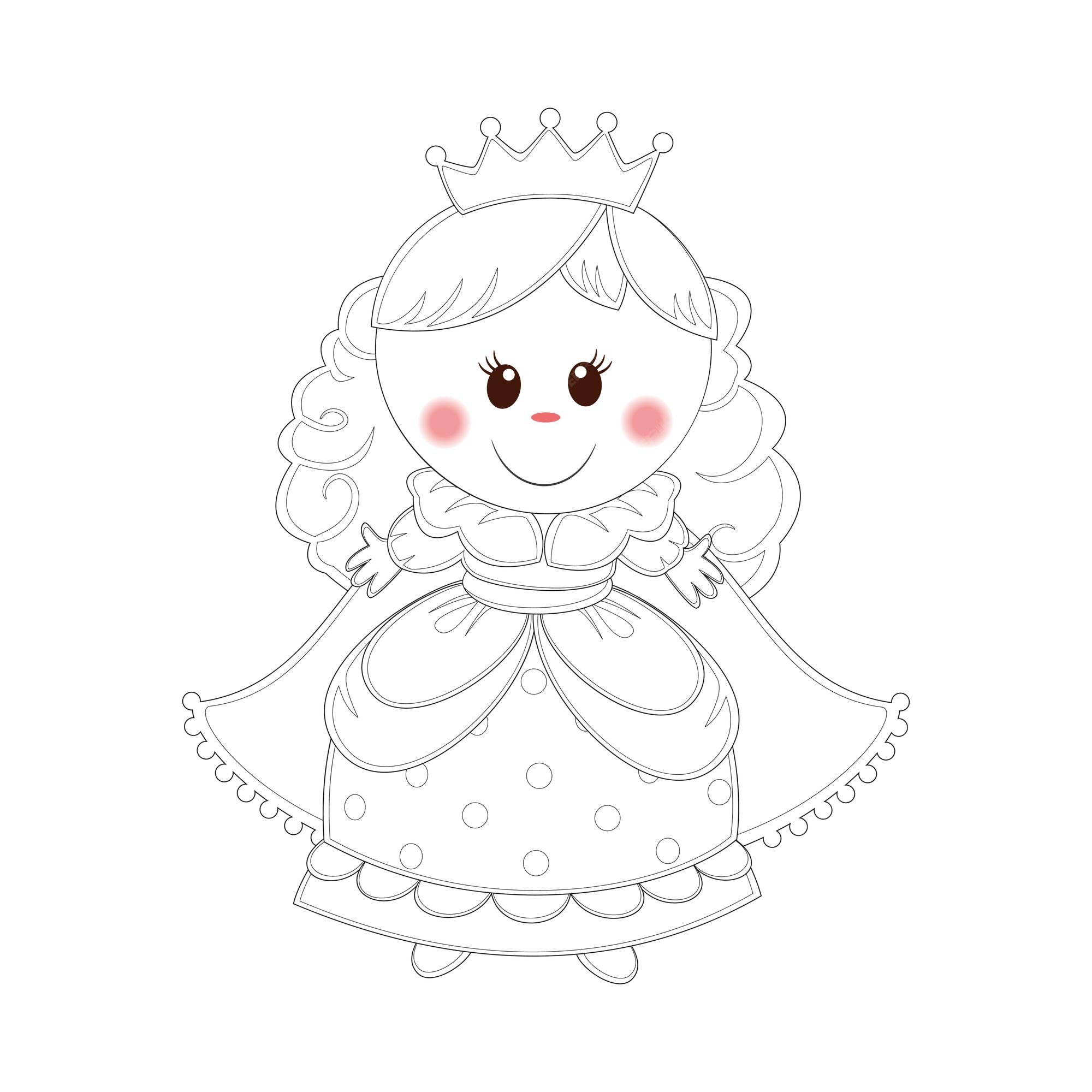 Premium Vector | Cute doll illustration coloring page