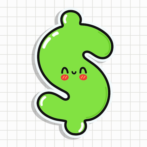 Vector cute dollar sign sticker character