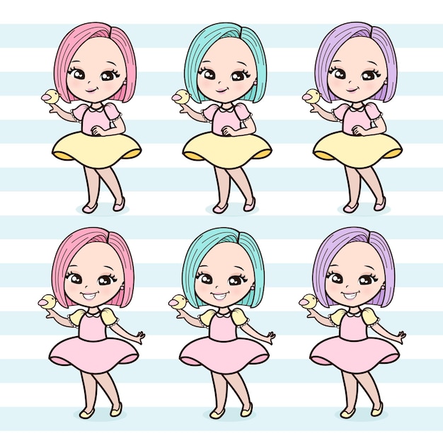 Vector cute dolls