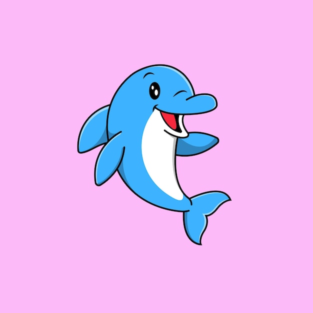 Vector cute dolphin cartoon vector icon illustration