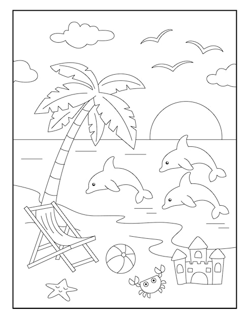 Cute dolphin coloring pages for children