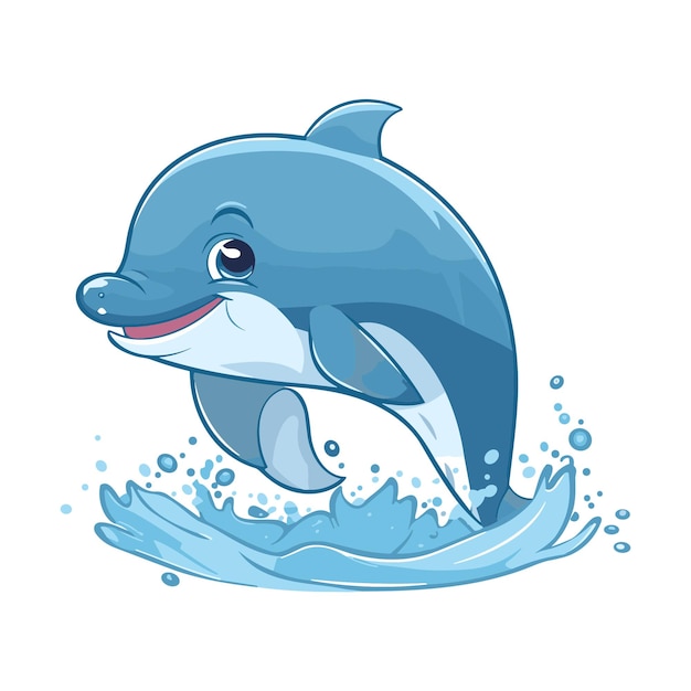Симпатичный дельфин детализирует векторный дизайн