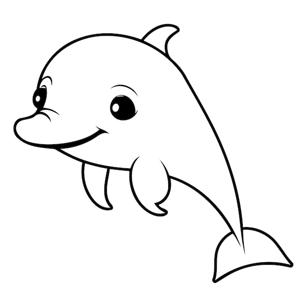 Vector cute dolphin jumping in the water vector illustration flat design