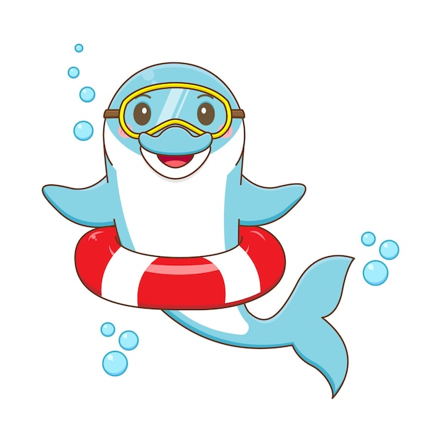 cute dolphin swimming cartoon 